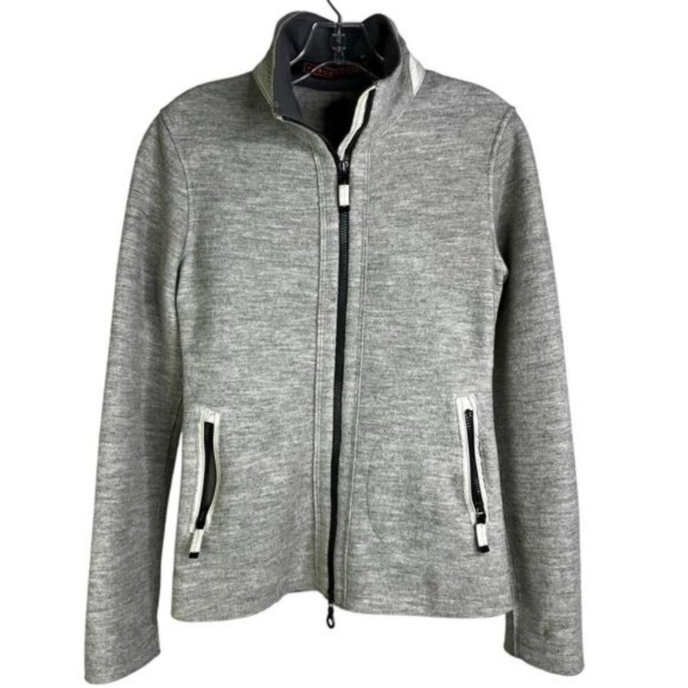 Frauenschuh Jacket Womens M Heather Gray Merino Wool Zip Front Scandi outdoorsy